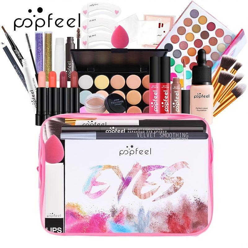 Women's Makeup Set: Eyeshadow, Eyebrow Pencil, Lip Gloss, Lipstick, Lip Balm