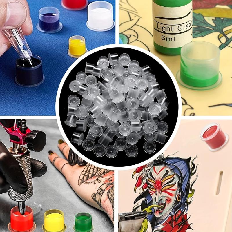 100 pcs Small Plastic Tattoo Ink Caps with 1000ml Capacity