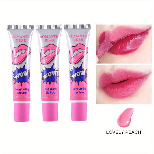 3PCS Peel Off Liquid Lipstick Set Waterproof Long Lasting Lip Gloss Tint