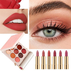 Eyeshadow Lipstick Set Glitter Shimmer Waterproof Long-lasting Matte Velvet