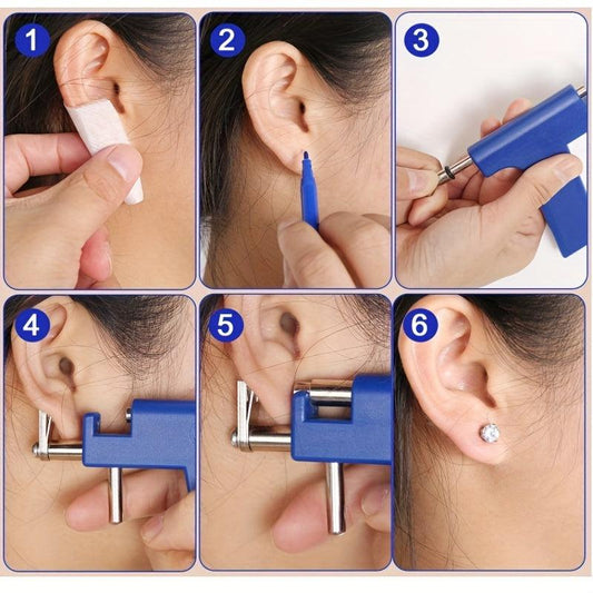 Ear Piercing Gun Tool Set 98pcs Ear Studs Steel Safety Pierce Tool