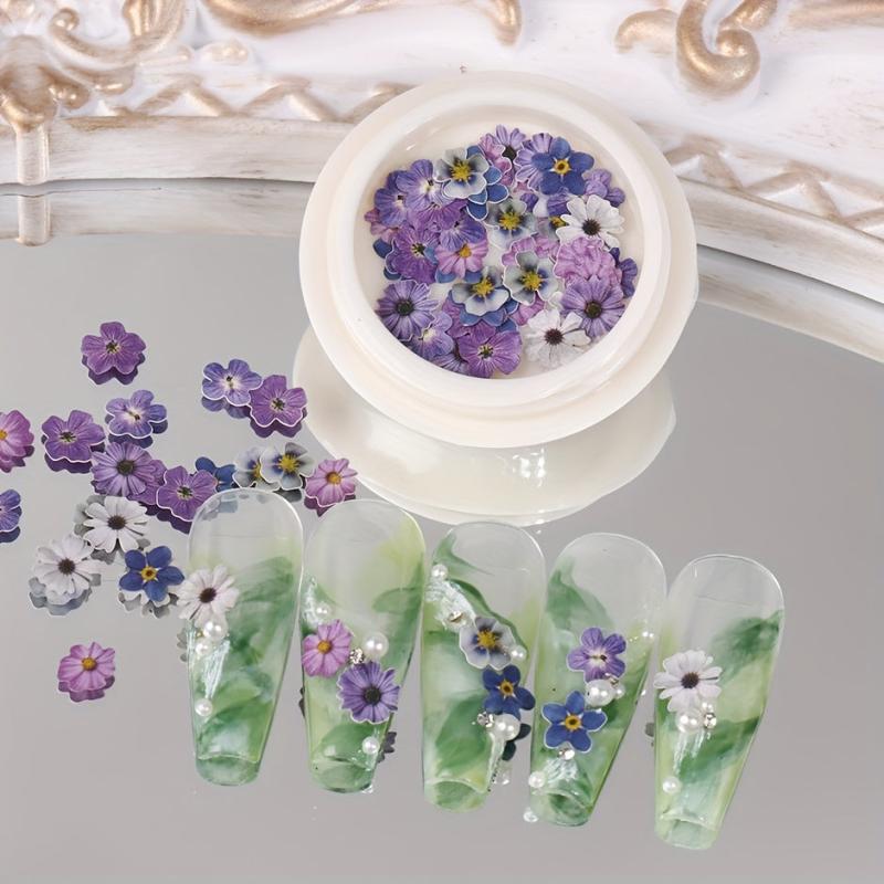 Wood Pulp Flower Charms for DIY Spring Nail Art Decoration