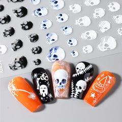 5D Halloween Nail Art Stickers Skull Ghost Jack Spider Nail Decals