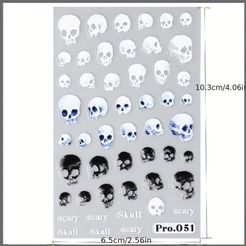 5D Halloween Nail Art Stickers Skull Ghost Jack Spider Nail Decals