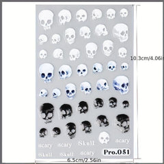 5D Halloween Nail Art Stickers Skull Ghost Jack Spider Nail Decals