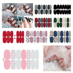 Waterproof Full Wraps Nail Polish Stickers - 8 Sheets