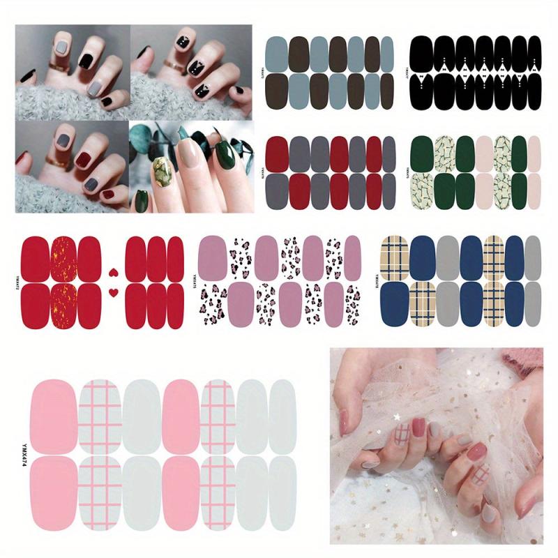 Waterproof Full Wraps Nail Polish Stickers - 8 Sheets