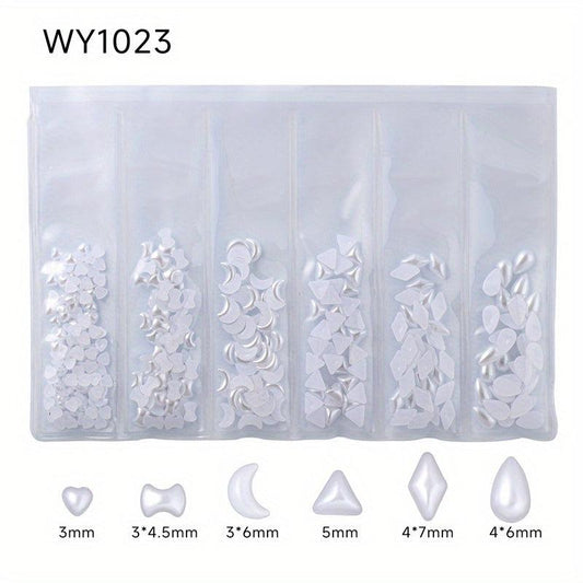 6 Grids 3D Nail Rhinestones Kit AB Crystal Rhinestones Nail Charms Diamonds