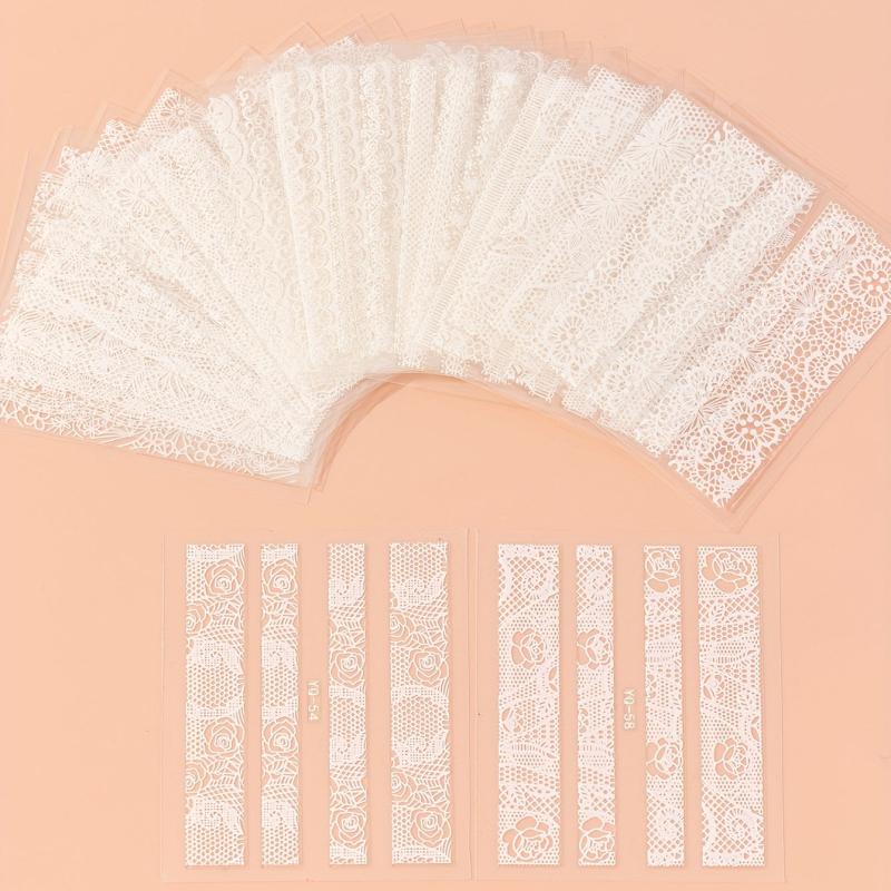 30 Sheets Lace Nail Art Stickers Rose Nail Art Decals For DIY