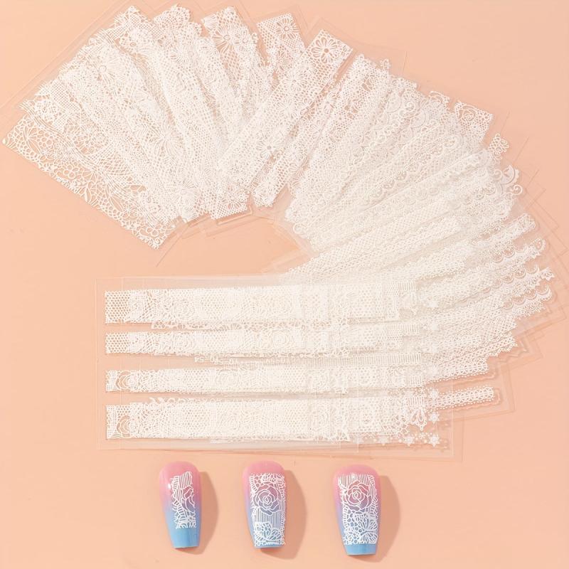 30 Sheets Lace Nail Art Stickers Rose Nail Art Decals For DIY
