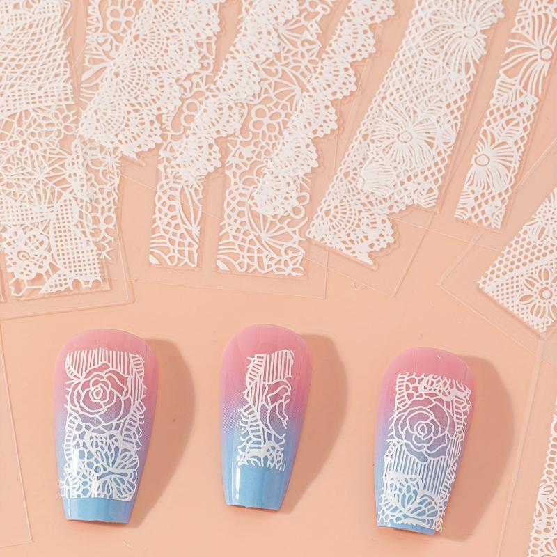 30 Sheets Lace Nail Art Stickers Rose Nail Art Decals For DIY