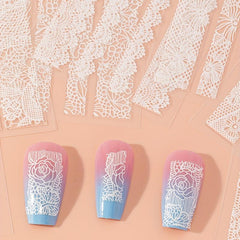 30 Sheets Lace Nail Art Stickers Rose Nail Art Decals For DIY
