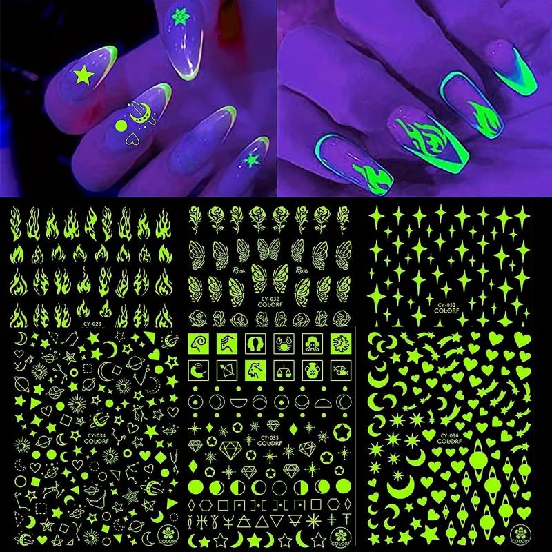 3D Self Adhesive Nail Decals Butterfly Flowers Flame Hearts Nail Art Decoration