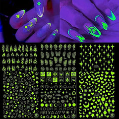3D Self Adhesive Nail Decals Butterfly Flowers Flame Hearts Nail Art Decoration