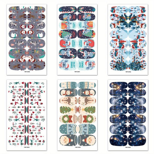 6 Sheets Christmas Nail Polish Stickers with 3 Nail Files