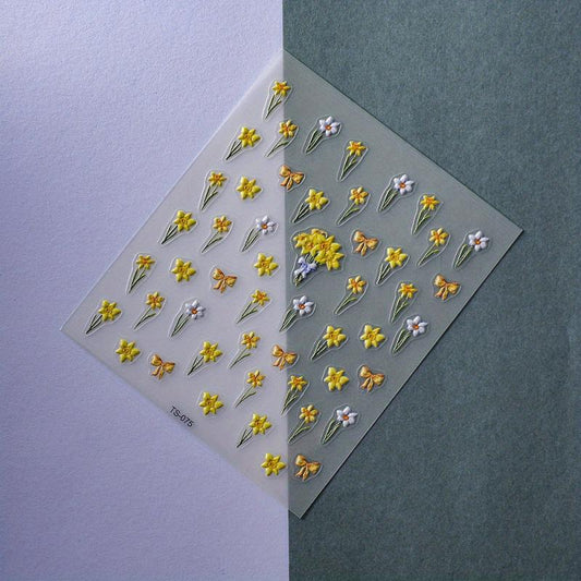 5D Embossed Flower Nail Art Stickers