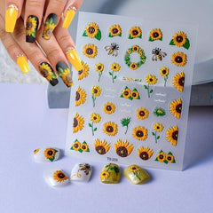 5D Embossed Flower Nail Art Stickers