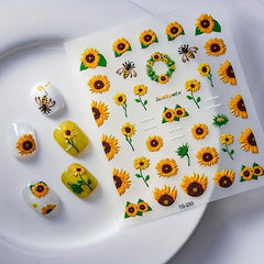 5D Embossed Flower Nail Art Stickers
