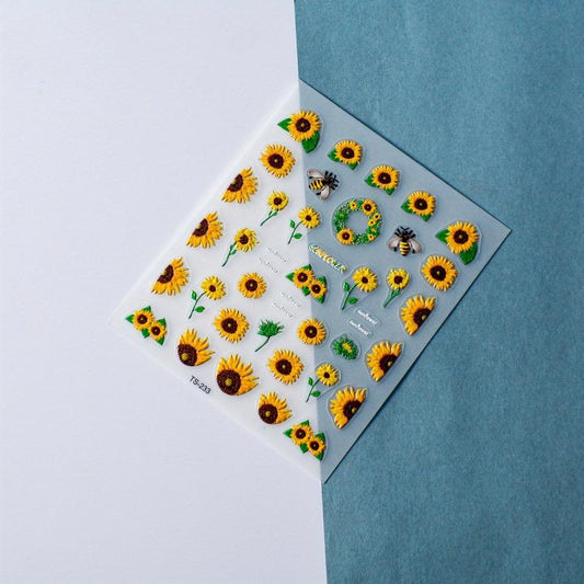 5D Embossed Flower Nail Art Stickers