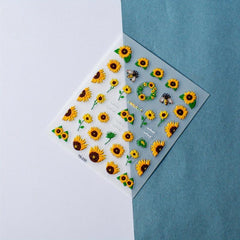 5D Embossed Flower Nail Art Stickers