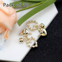 10 pcs Heart Pendant Nail Art Decoration with Rivet Rhinestones