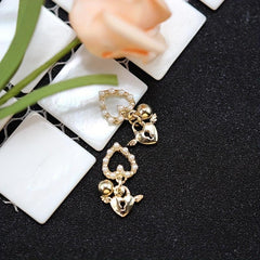 10 pcs Heart Pendant Nail Art Decoration with Rivet Rhinestones