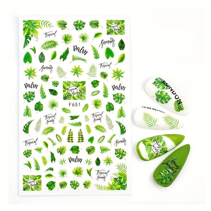 1sheet Green Clover Stickers 3D Nail Decals