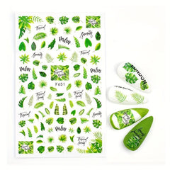 1sheet Green Clover Stickers 3D Nail Decals