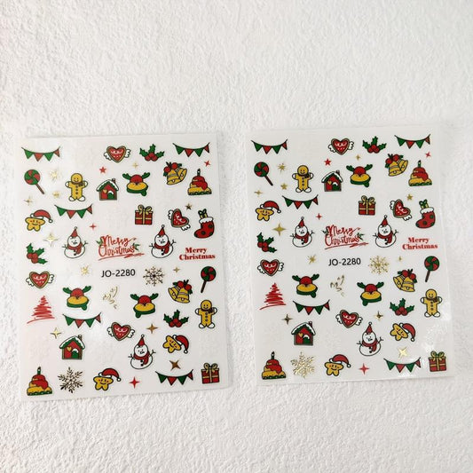 Christmas Nail Art Stickers Snowflake Snowman Bell Decals