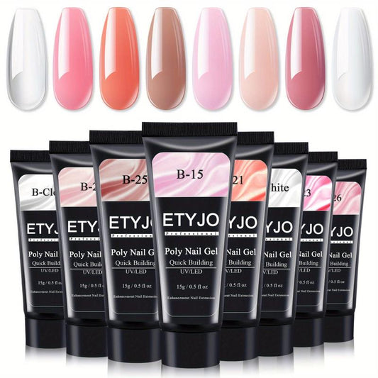 Nude Pink Poly Gel Nail Kit 8 Colors - Easy Nail Extension