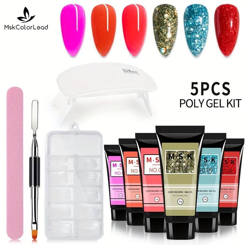 5 pcs Easy Nail Extension Glue for Women - Non Stick Painless & DIY Salon Use