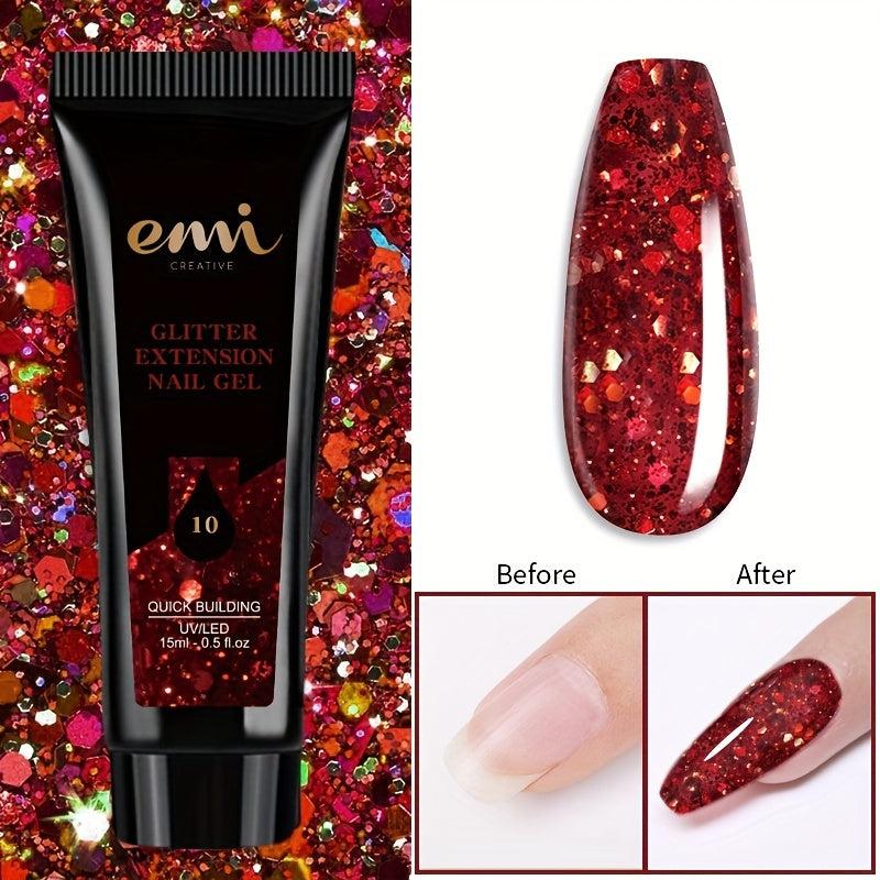 Poly Nail Gel Glitter Purple Pink Silver Skin Tone Extension Gel