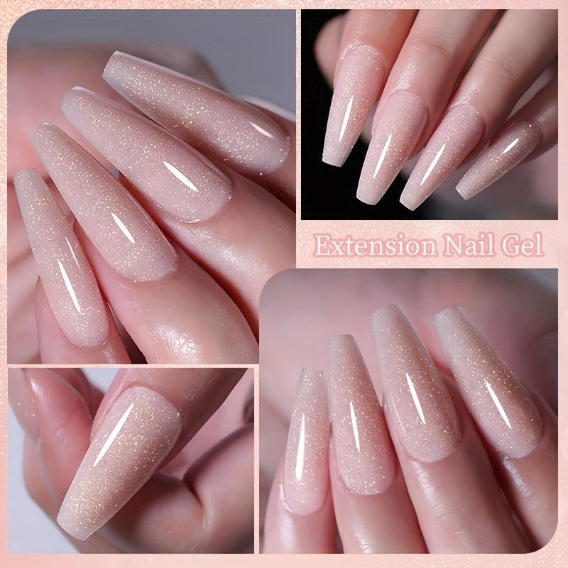 Poly Nail Gel Glitter Purple Pink Silver Skin Tone Extension Gel