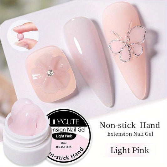 8ML Non Stick Hand Extension Gel Clear Nude Pink Carving Flower Nail