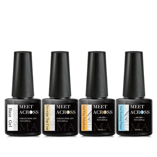 4PCS Nail Gel Set: Base Gel, Top Coat, Matte Top Coat, Dehydrator, Primer