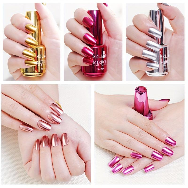Mirror Effect Nail Polish - Quick Drying, No Baking