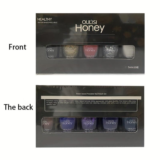 10pcs Water-Based Peelable Nail Polish Set