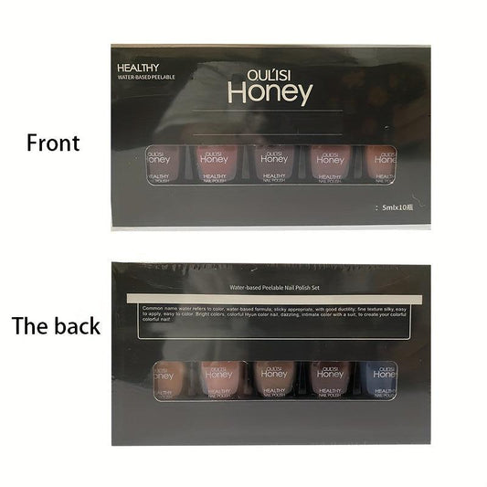 10pcs Water-Based Peelable Nail Polish Set