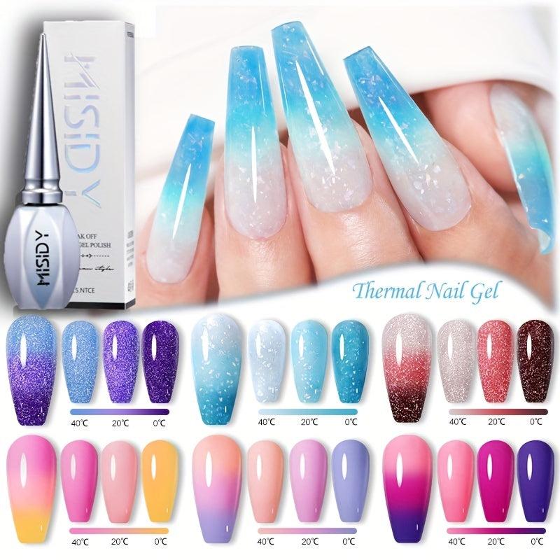 15ML Temperature Changing Gel Nail Polish Pink Red Glitter Nail Polish