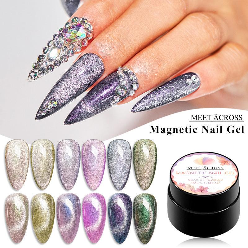 Glitter Cat Magnetic Gel Nail Polish Aurora Iridescent Cat Eye Gel 5ml