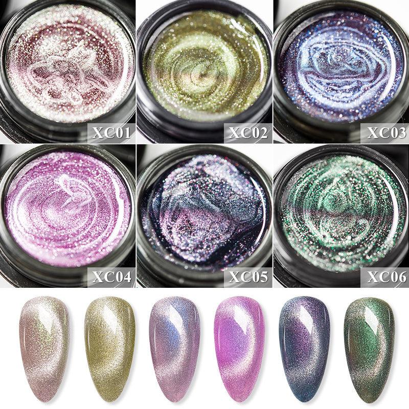 Glitter Cat Magnetic Gel Nail Polish Aurora Iridescent Cat Eye Gel 5ml