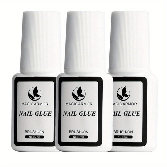 3 pcs Strong Nail Glue for Acrylic Nails Brush On Adhesive Press On Nails