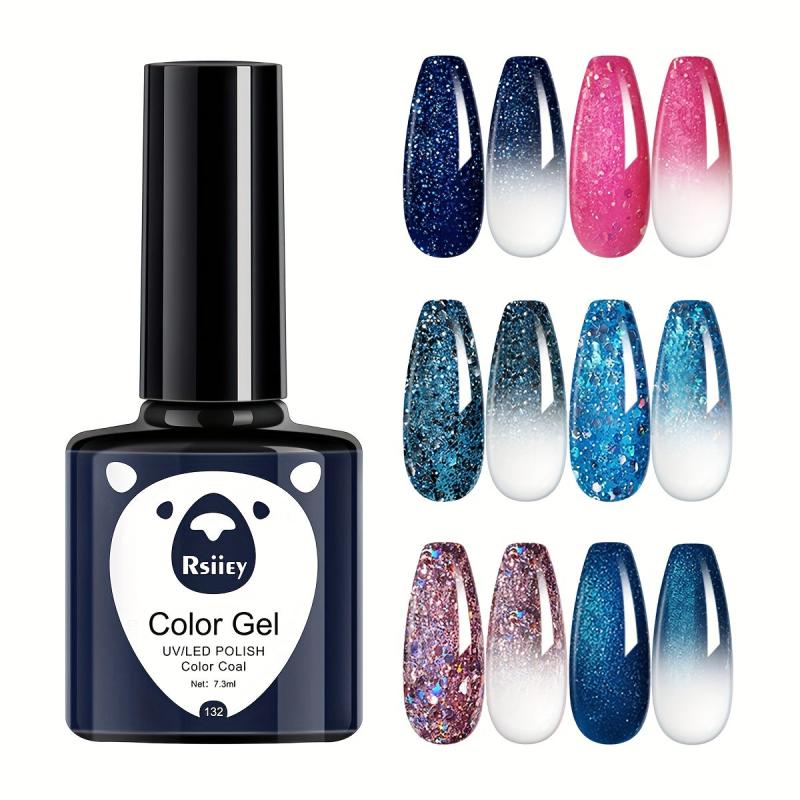 Pink Glitter Gel Varnish Set Soak Off No Wipe Nail Polish Kit