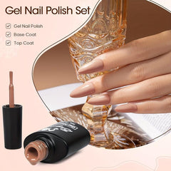 4 Colors Nude Gel Polish Set Gel Base Top Coat Fall Brown Gel