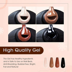 4 Colors Nude Gel Polish Set Gel Base Top Coat Fall Brown Gel