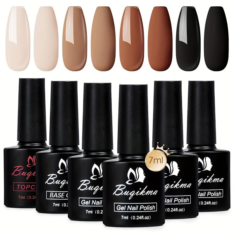 4 Colors Nude Gel Polish Set Gel Base Top Coat Fall Brown Gel