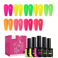 9pc Neon Pink Green Yellow Gel Polish Set