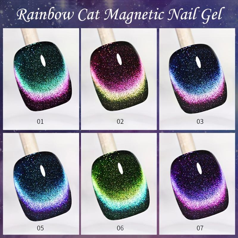 8 Colors Rainbow Cat Magnetic Nail Gel Set