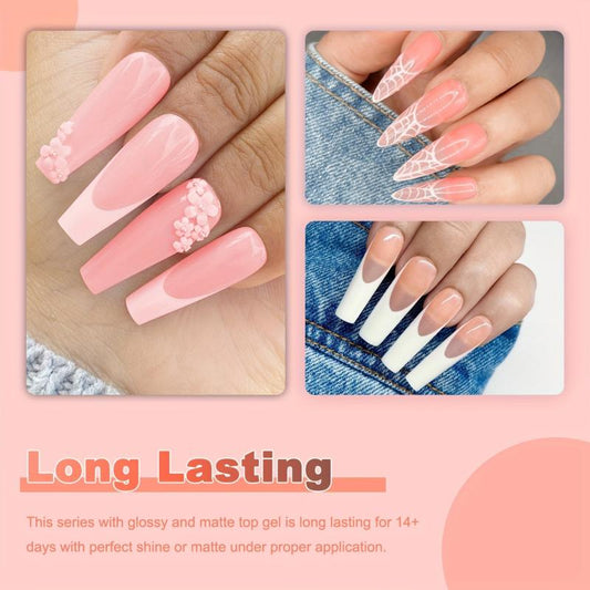 13pcs Jelly Pink Gel Polish Kit with Base Top Matte Coat Nail File