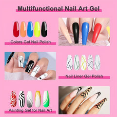 Gel Polish Nail Liner Art 12 Colors Soak Off Thin Brush Nail Art Paint Lines
